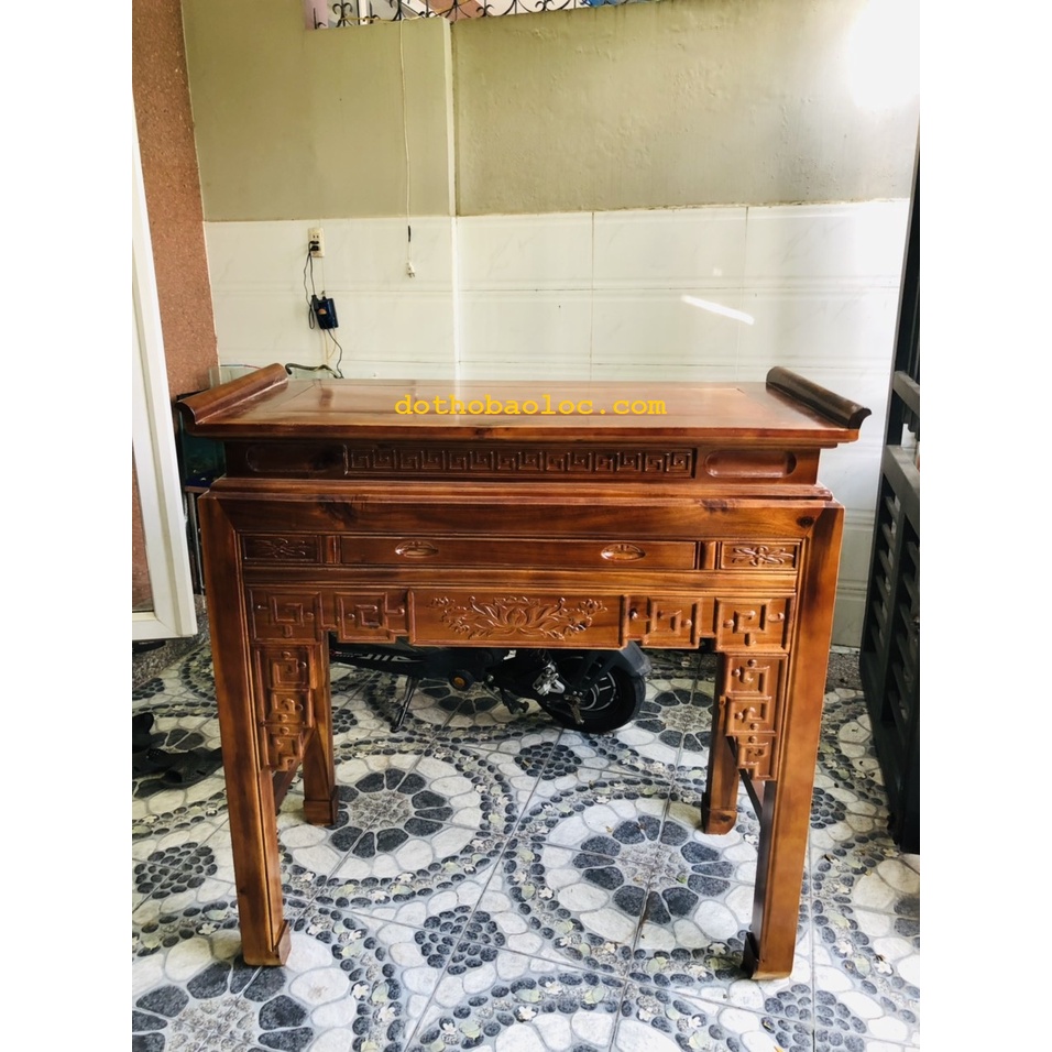 Bàn thờ gia tiên gỗ tràm bông vàng 4 cỡ: 1m07,1m17,1m27 và 1m53