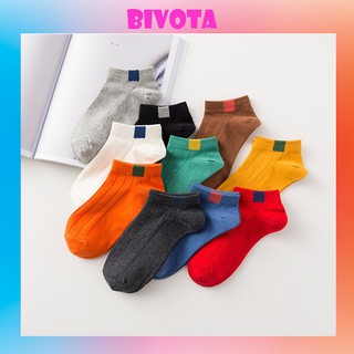 Set 10 đôi tất cổ ngắn Bivota vintage gân tăm phong cách Hàn Quốc T48