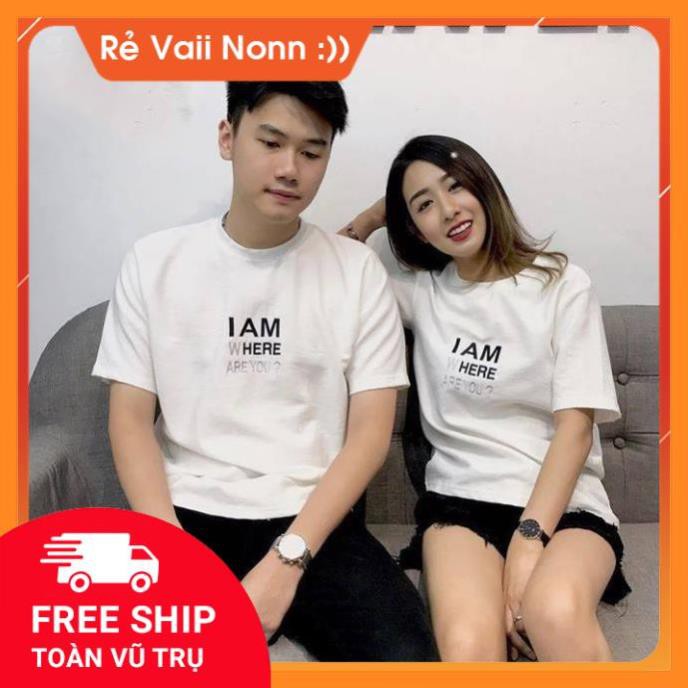 Áo thun cặp đôi chữ kiểu vải dày mịn