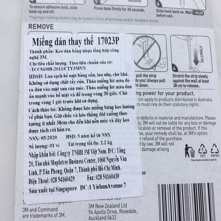 Miếng dán thay thế móc Command - Chịu được lực nặng lên đến 2.2kg