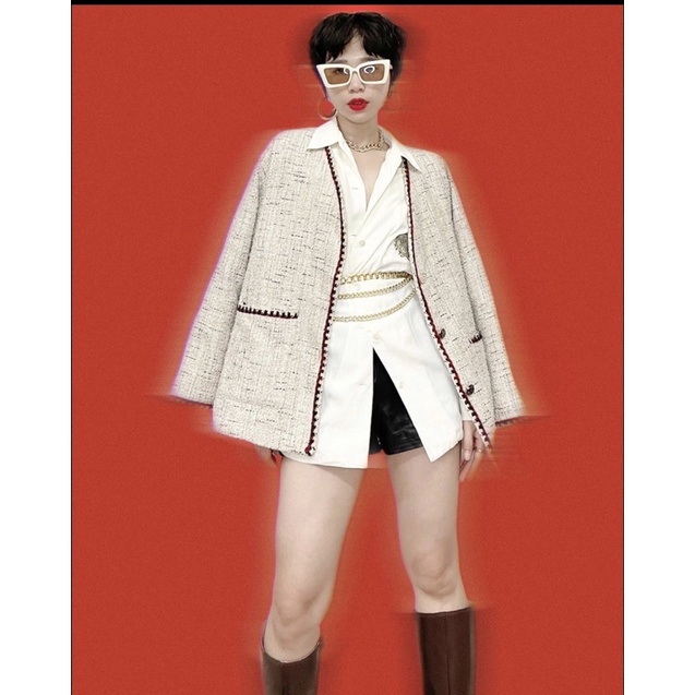Áo khoác tweed viền