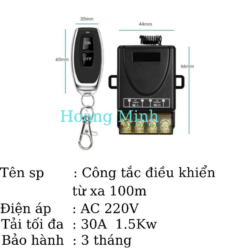 Công tắc điều khiển từ xa 100m 220V Rf tải 30A 3000W