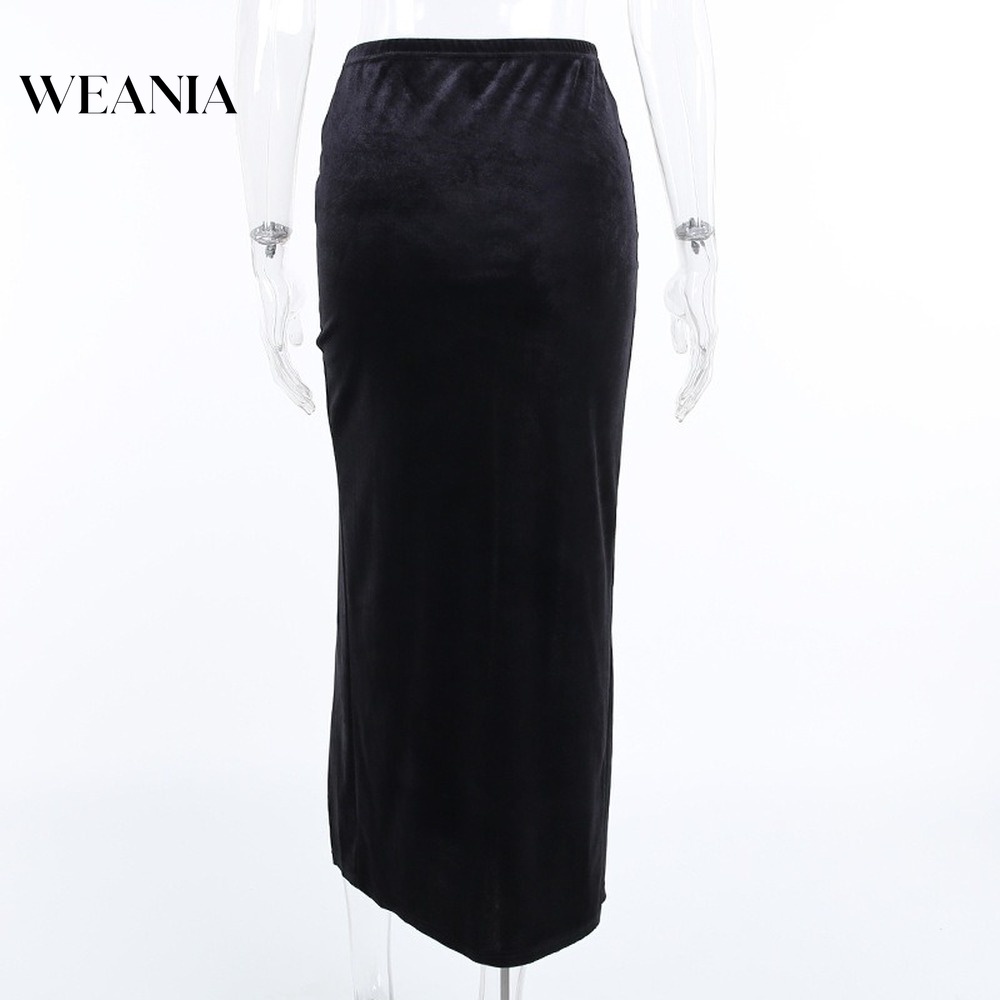 Chân Váy Nhung Dài Xẻ Tà Phong Cách Gothic Gợi Cảm D0403