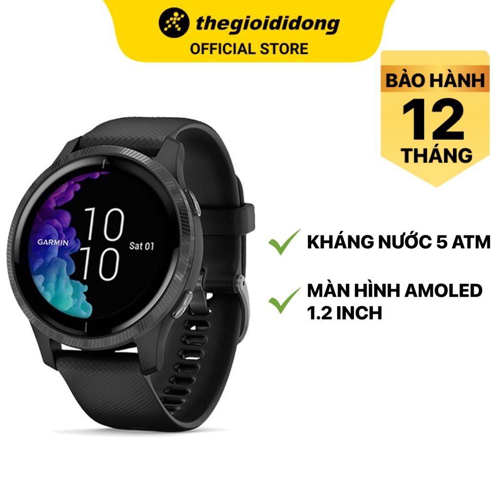 Đồng hồ thông minh Garmin Venu kháng nước 5ATM đo nồng độ SPO2 màn hình AMOLED 1.2&quot; - Chính hãng BH 12 tháng