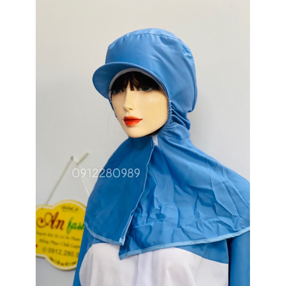 Đồng phục ngành thực phẩm, thủy sản vải kaki màu xanh dài tay _ Hình chụp thật