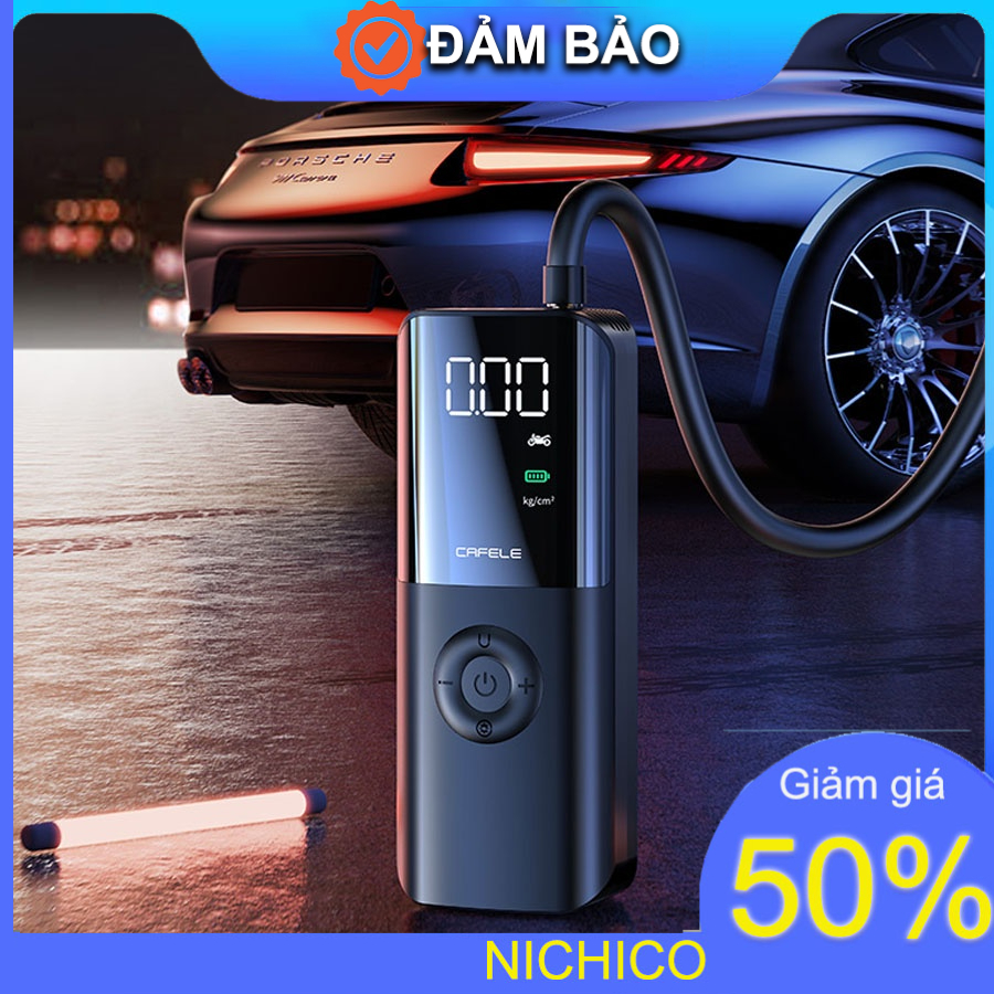 Máy Bơm lốp ô tô phiên bản không dây 2023 nhập khẩu Đức chính hãng Cafele có đèn led bơm nhanh và ổn định