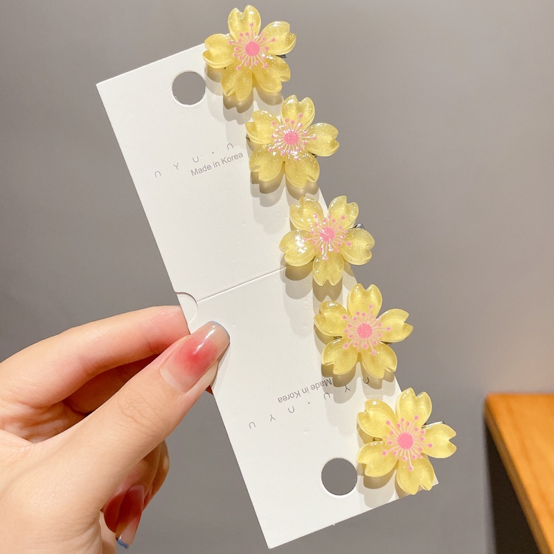 Set Kẹp Tóc Hoa Anh Đào Màu Hồng Trong Suốt Bằng Acrylic Thời Trang Xuân Hè