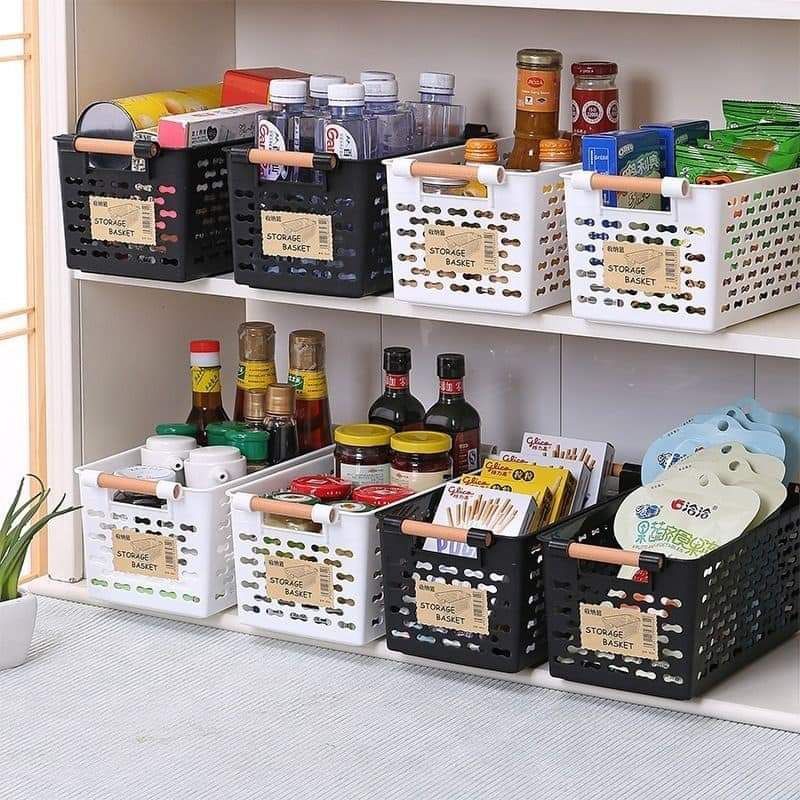 GIỎ ĐỰNG ĐỒ MINI QUAI GỖ TRÚC SIÊU CUTE