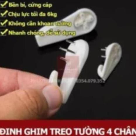 Đinh Ghim Tường 3 Chân, 4 Chân Treo Tranh Ảnh, Đồng Hồ  - Móc Treo Đồ Đóng Tường 3 Chân, 4 Chân Không Cần Khoan