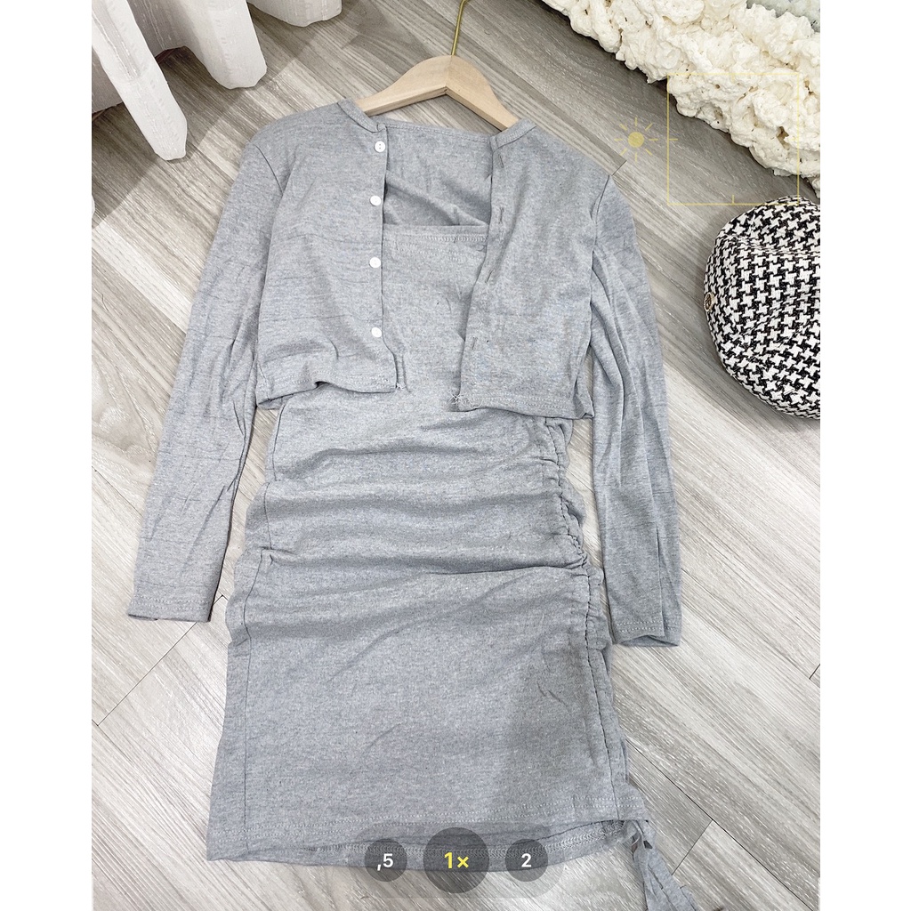 Set Váy 2 Dây Chân Nhún Kèm Áo Khoác SC Sexy ❤️❤️[RẺ VÔ ĐỊCH]❤️❤️ Quyến Rũ, Năng Động | BigBuy360 - bigbuy360.vn