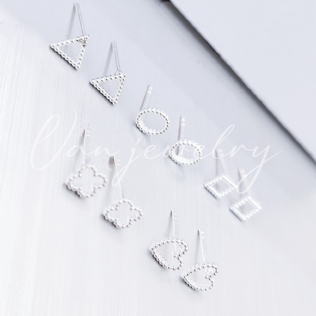 Khuyên tai bạc khuyên hình học đơn giản Van Jewelry V10071