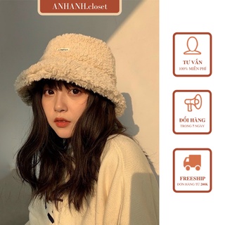 Mũ lông cừu Ulzang, mũ Bucket lông cừu Retro Hàn Quốc ANHANH.closet