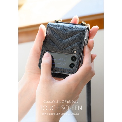 Ốp Điện Thoại Da Nắp Gập Có Ngăn Đựng Thẻ + Dây Đeo Vai Chữ V Cho Samsung GALAXY   {Z Flip 3