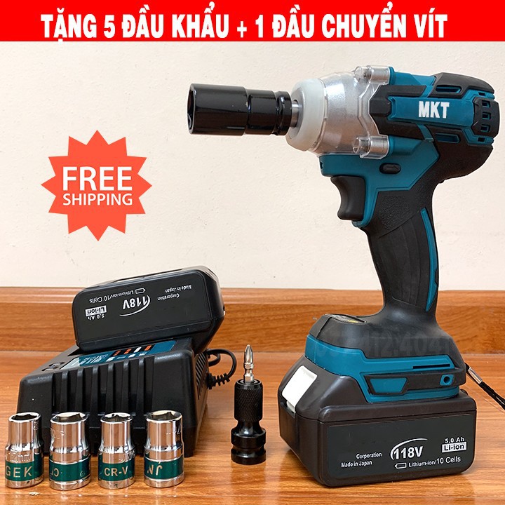 [TẶNG 5 ĐẦU KHẨU] Máy siết bulong Makita 118V, máy siết bulong không chổi than- siêu khỏe - 3 tốc độ - có bàn sạc nhanh