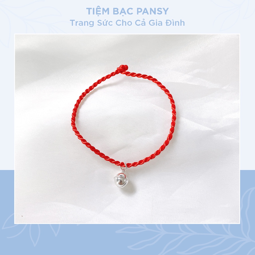 Vòng tay chỉ đỏ mix chuông bạc PANSY may mắn, an nhiên. Vòng tay handmade dây lụa xoắn cho người lớn, trẻ em
