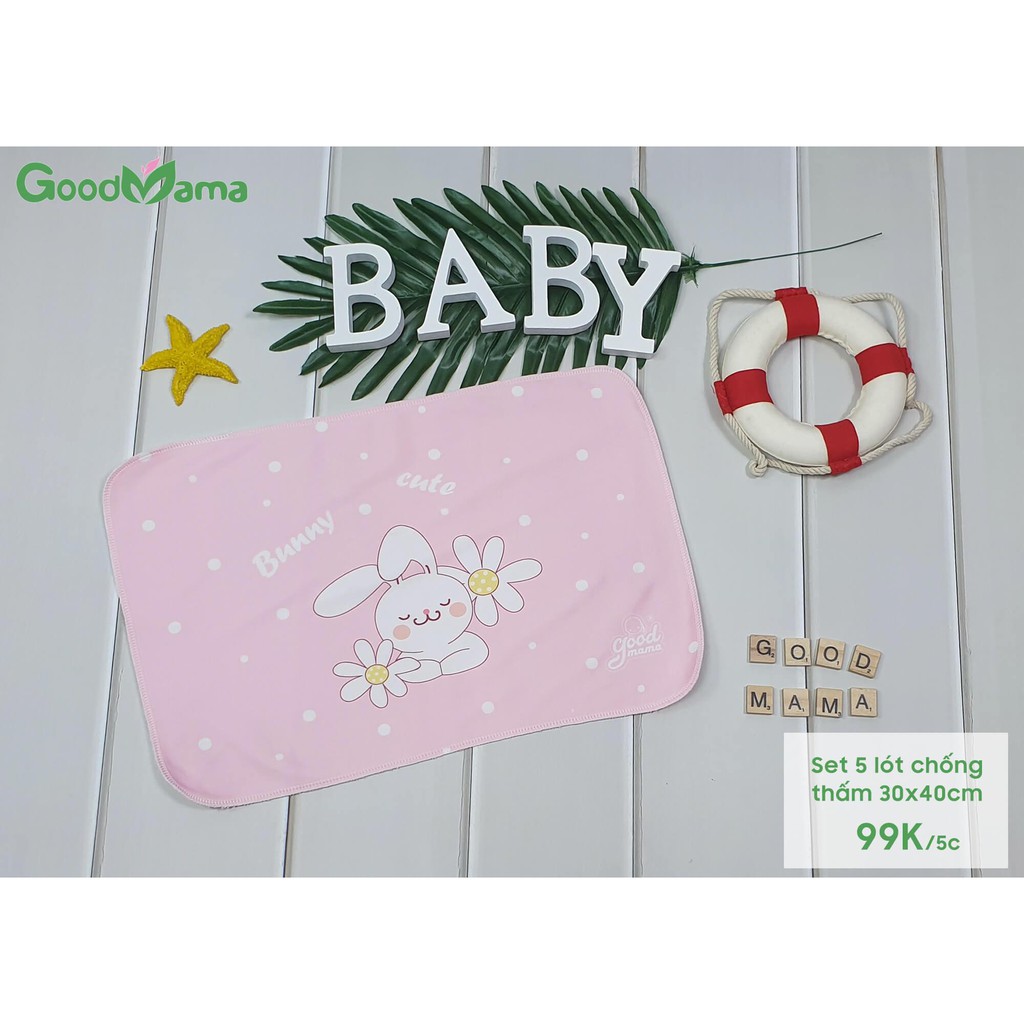 Set 5 Tấm lót mông chống thấm hình thú cho bé - Lót sơ sinh Goodmama