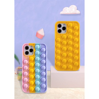 Ốp điện thoại silicon có nút bong bóng màu cầu vồng cho iPhone12 Pro Max 7 8 Plus X XR XS MAX I11