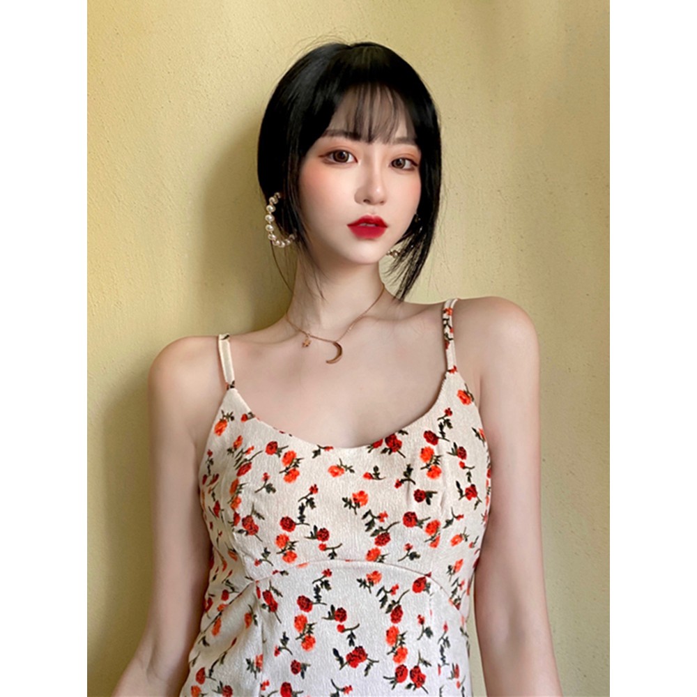 (HÀNG SẴN) Váy hoa nhí hai dây maxi dáng dài đuôi cá ôm body điệu đà vintage gợi cảm style Hàn Quốc | BigBuy360 - bigbuy360.vn