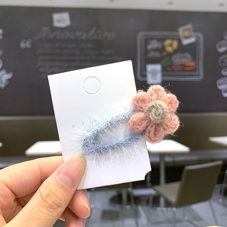 Kẹp tóc Hàn Quốc K226 len đan handmade dễ thương hình hoa nhiều màu