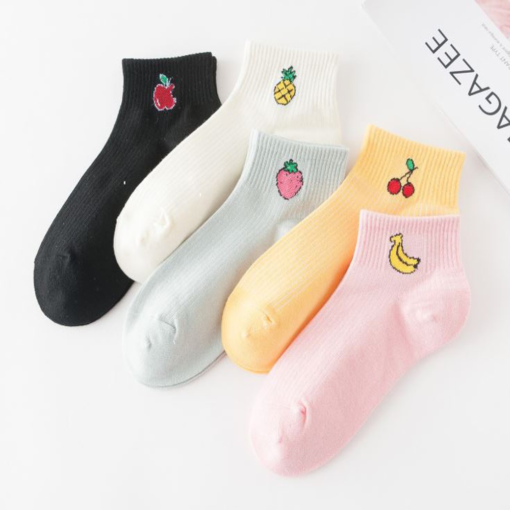 Set 10 đôi tất - vớ trái cây, tất hoa quả cổ ngắn hàn quốc
