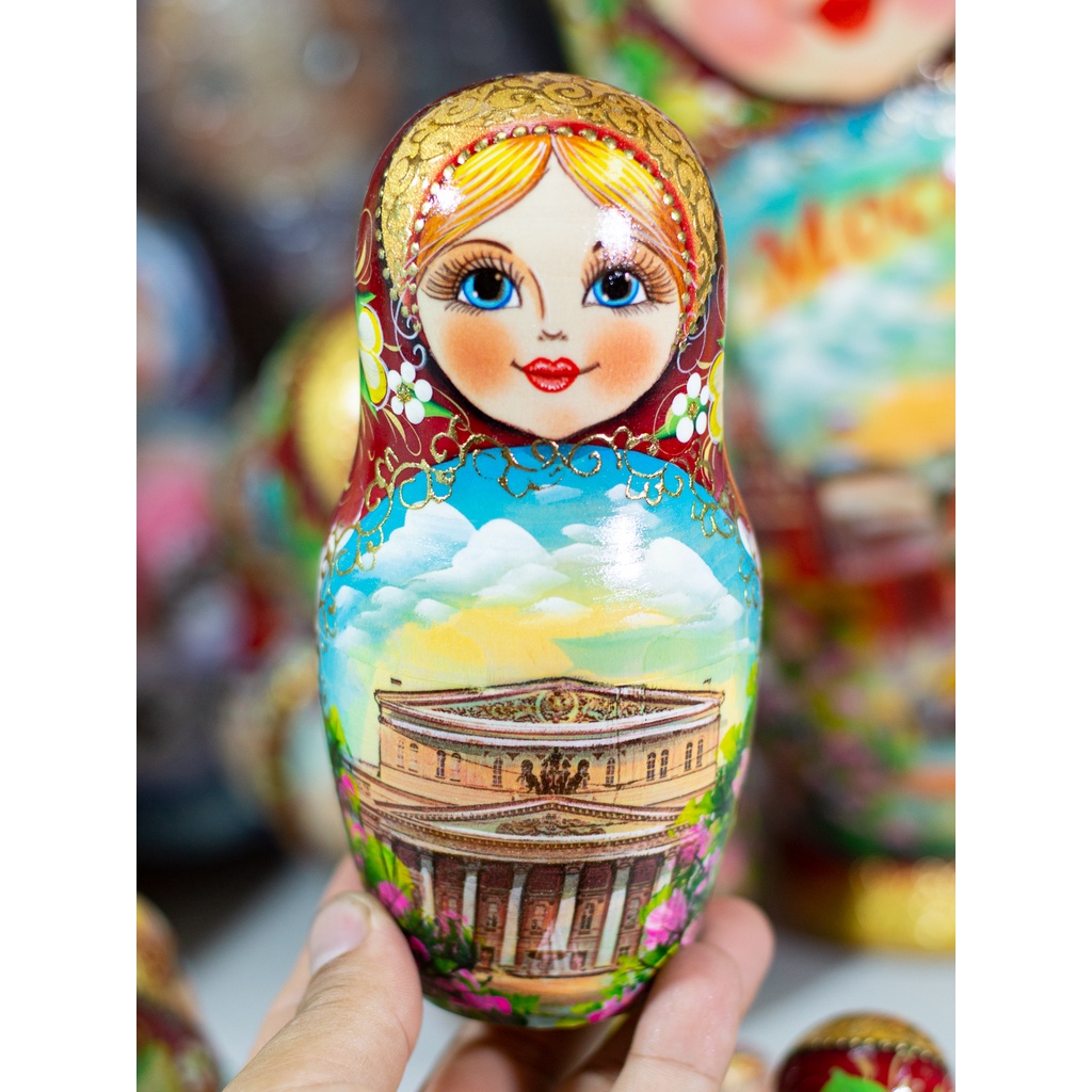 (SIZE LỚN) BỘ BÚP BÊ NGA MATRYOSHKA 15 LỚP 35CM HOA VĂN  &quot;PHONG CẢNH NƯỚC NGA&quot; CỰC ĐẸP VÀ SANG TRỌNG