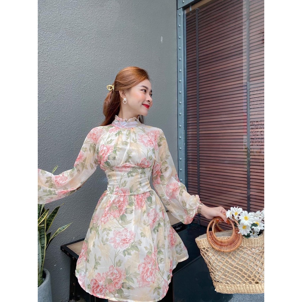 [SALE_50%] VÁY HOA HỞ LƯNG TIỂU THƯ - CHẤT LIỆU VOAN TƠ NHẬP KHẨU - MÀU HOA PASTEL - [THIẾT KẾ] [FLASHSALE] | BigBuy360 - bigbuy360.vn