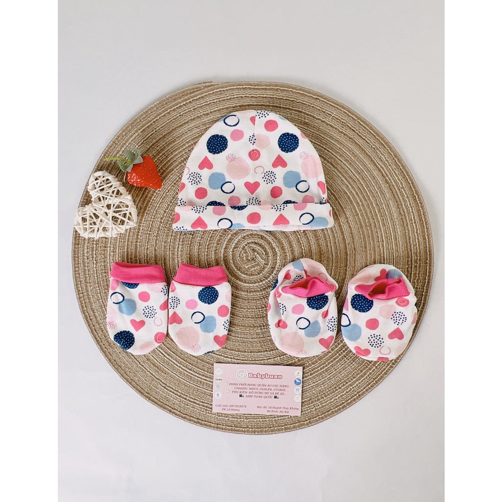 Set Mũ, Bao Tay, Bao Chân Sunnozy Cho Bé Sơ Sinh Cotton Mềm Mại Cho Bé Từ 0-3 Tháng Babibu - SMBTS