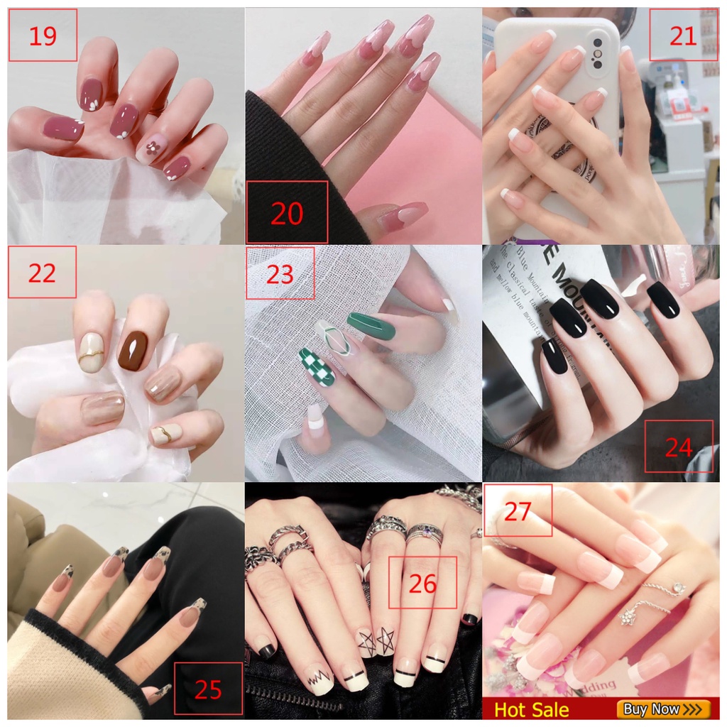 Bộ 24 Móng Tay Giả Màu Hồng Đơn Giản Xinh Xắn