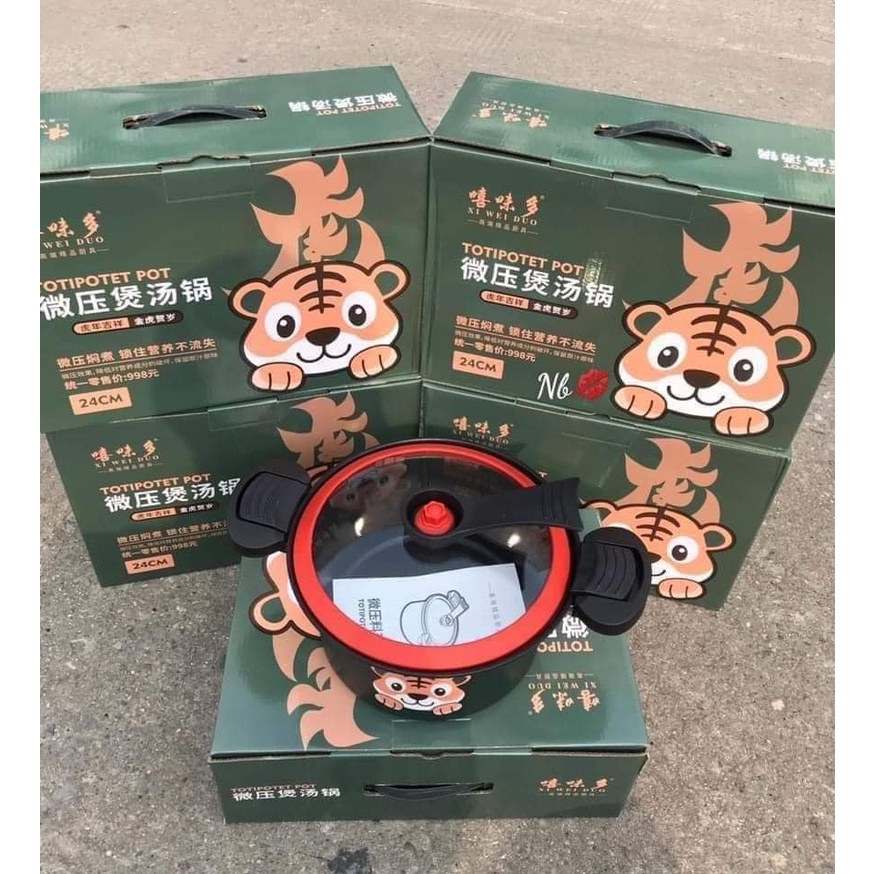 Nồi áp suất con hổ 24 cm Totipotet Pot Tiger màu xanh xinh xỉu