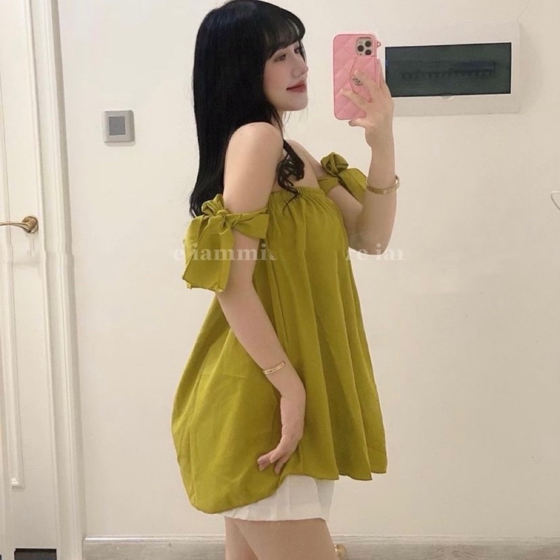 ÁO TRỄ VAI TAY CỘT- ÁO TRỄ VAI TAY NGẮN DÁNG RỘNG, CHIZISHOP