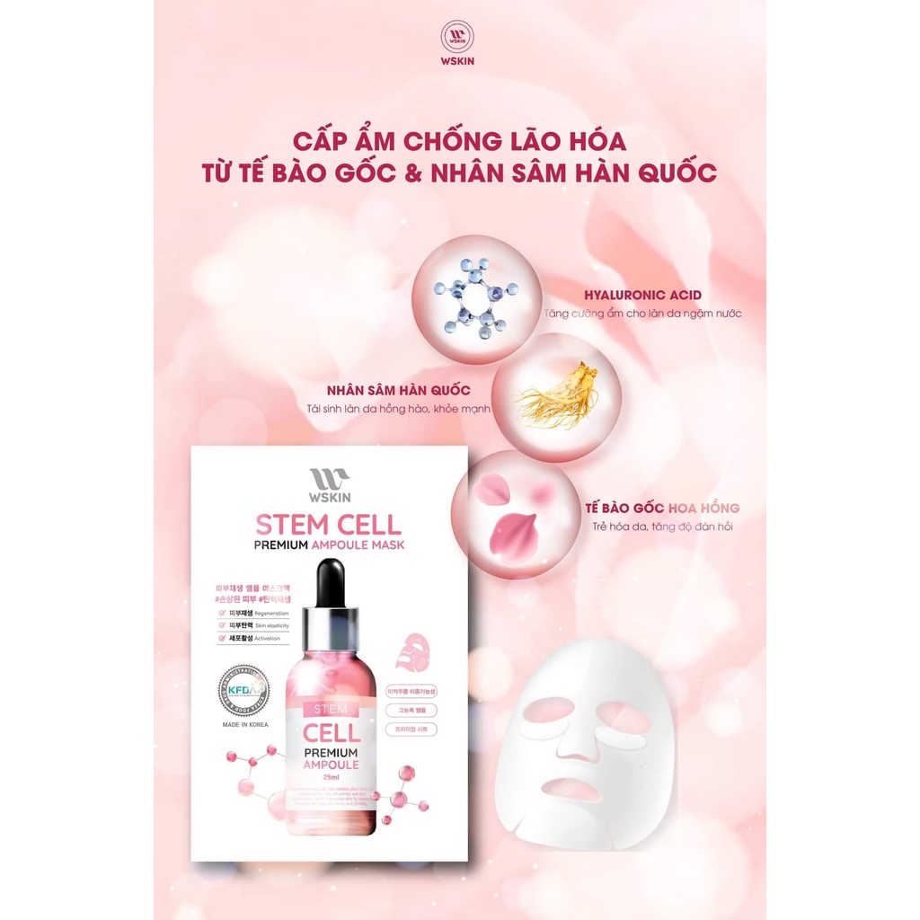 Mặt nạ tế bào gốc nâng cơ, trẻ hóa da Wskin Stem Cell Premium Ampoule Mask Hàn Quốc