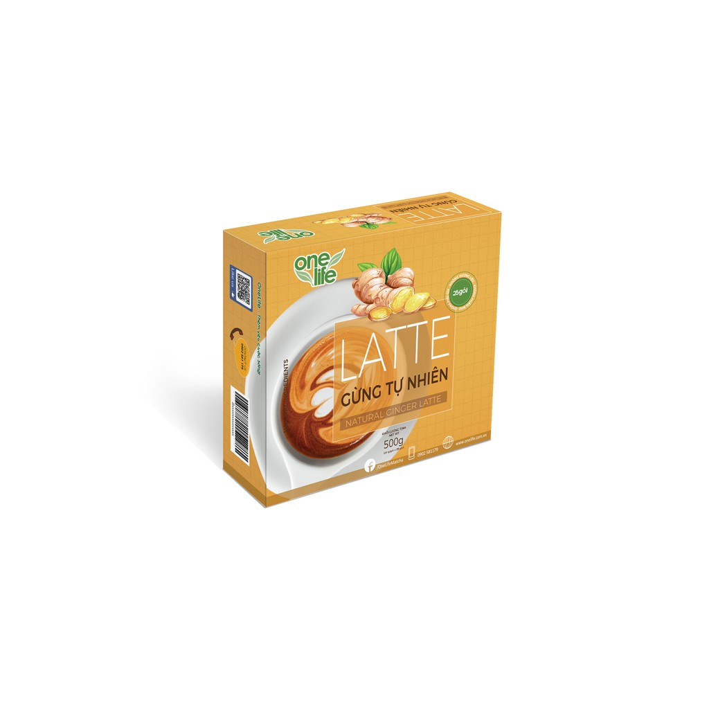 Hộp 25 gói Bột hòa tan uống liền Trà Sữa Gừng Latte ONELIFE thơm ngon béo bùi