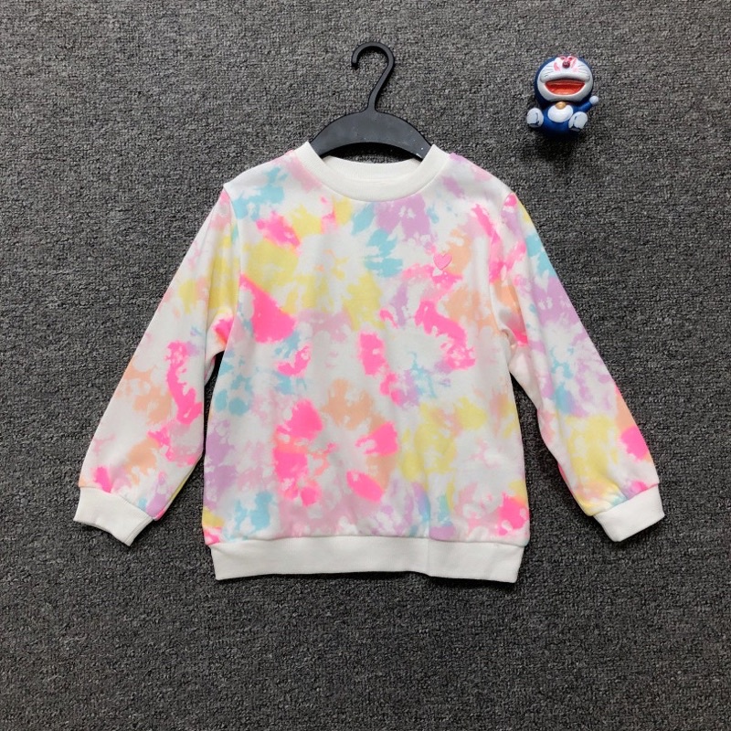 Áo thun dài tay bé gái màu loang HM 1-10 tuổi  Áo phông bé gái cotton mềm xuất dư 0822