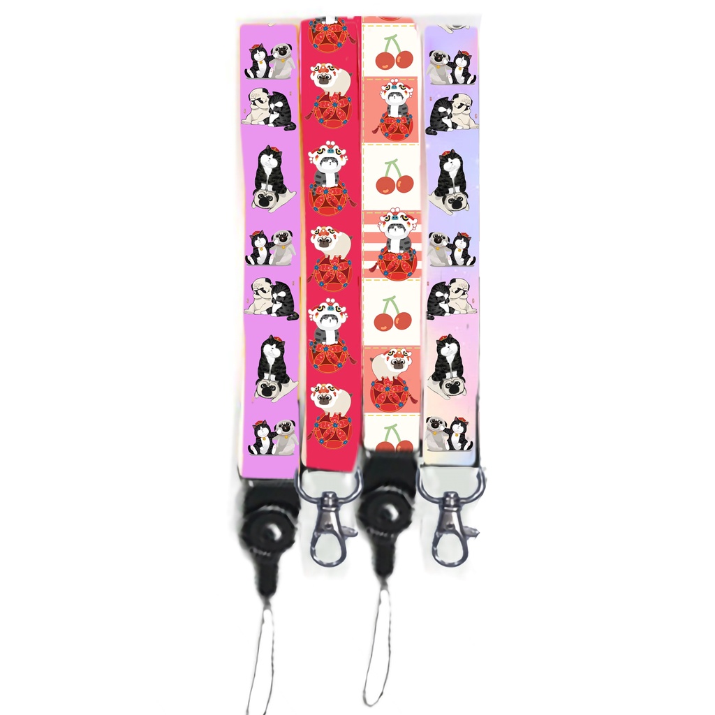dây strap mèo hoàng thượng chó nô tài STI38 hoạt hình dây treo thẻ name tag ngắn 15cm