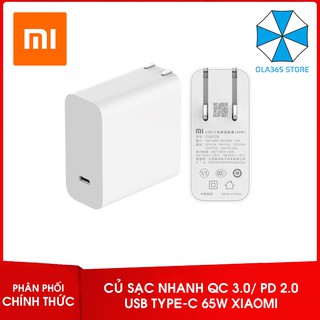 Củ sạc nhanh USB Type-C 65W Xiaomi cho điện thoại, laptop chuẩn QC 3.0/ Power Delivery 2.0