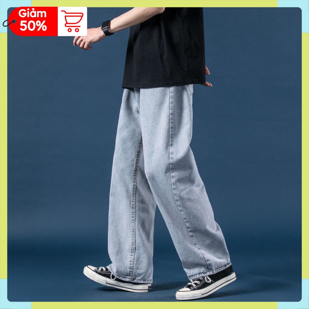 Quần jean nam ống rộng quần bò nam ống suông đứng phong cách ullzang chất bò mềm dày dặn JX2
