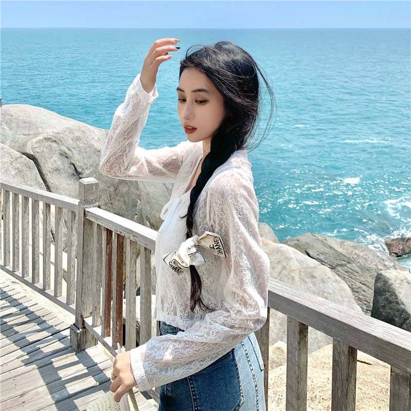 Áo Khoác Cardigan Ren Mỏng Tay Dài Chống Nắng Thời Trang Mùa Hè Cho Nữ