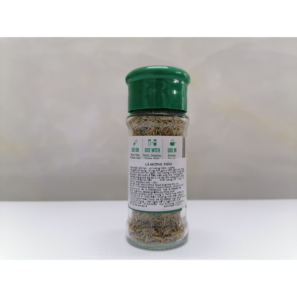 [Lọ nhỏ 18g - ROSEMARY LEAVES] LÁ HƯƠNG THẢO KHÔ (Gia vị thực phẩm) [Morocco] MCCORMICK (anm-hk)