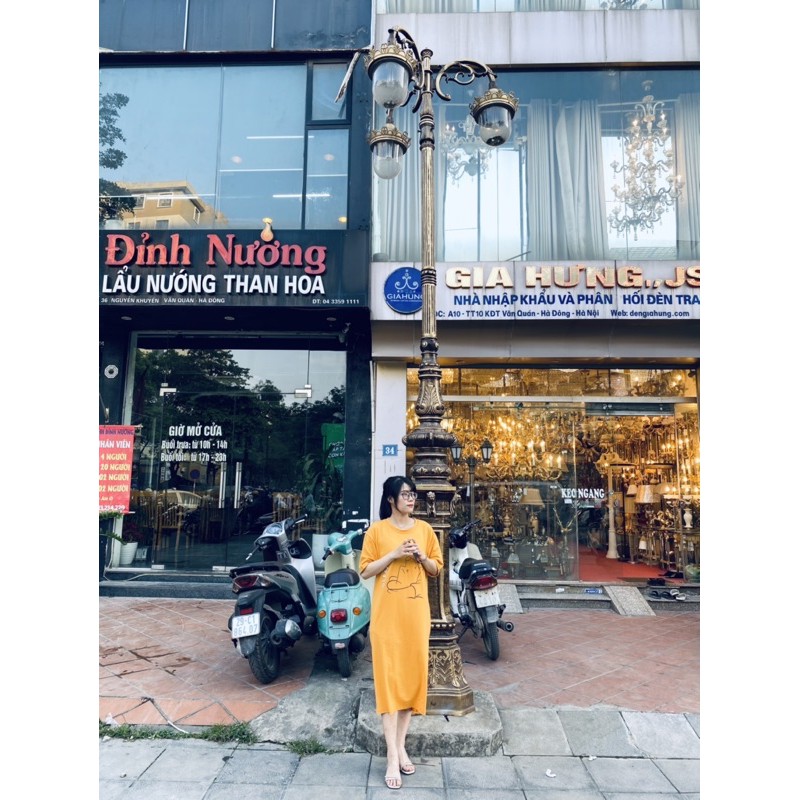 (VIDEO) Đầm thun suông chất cotton in hình gấu ngủ video thật shop quay | BigBuy360 - bigbuy360.vn