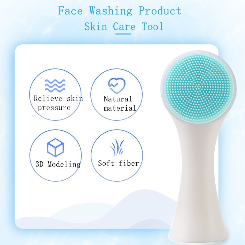 Cọ Rửa Mặt Silicone 3D Hai Mặt Mát Xa Tẩy Tế Bào Chết Tiện Dụng