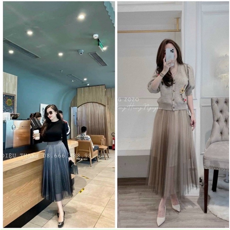 Chân váy loang xếp li công chúa quảng châu dáng dài Shop Chavi