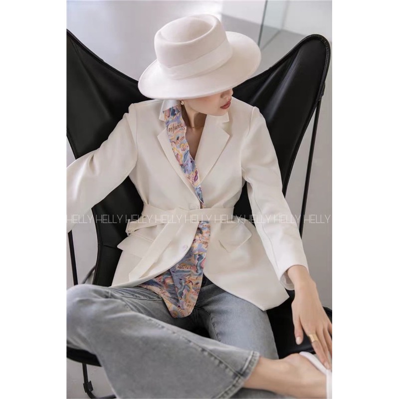 ÁO BLAZER NỮ PHỐI LỤA FORM SUÔNG | HELLY SHOP | BigBuy360 - bigbuy360.vn