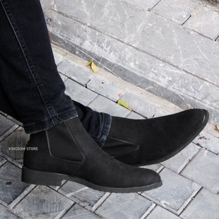 Giày da lộn cao cổ nam chelsea boots da bò thật, giá rẻ (ảnh thật 100%)