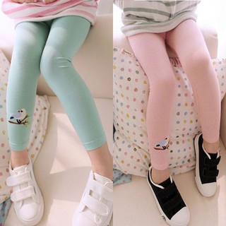 ✨ Hoàn hảo ❀ Comelbaby Bé Gái Quần Legging Bé Gái Quần Dài Trẻ Em Bé Gái Quần Legging Cotton Thêu Co Giãn Quần Dài Hoạt Hình Chim Quần Legging Hàn Quốc