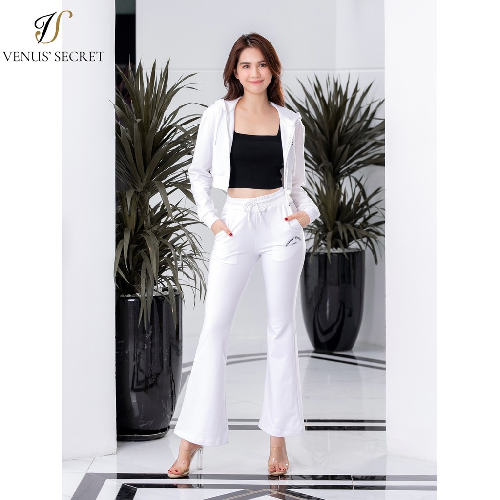 Đồ bộ nữ vải cotton áo croptop quần ống vẩy VENUSSECRET