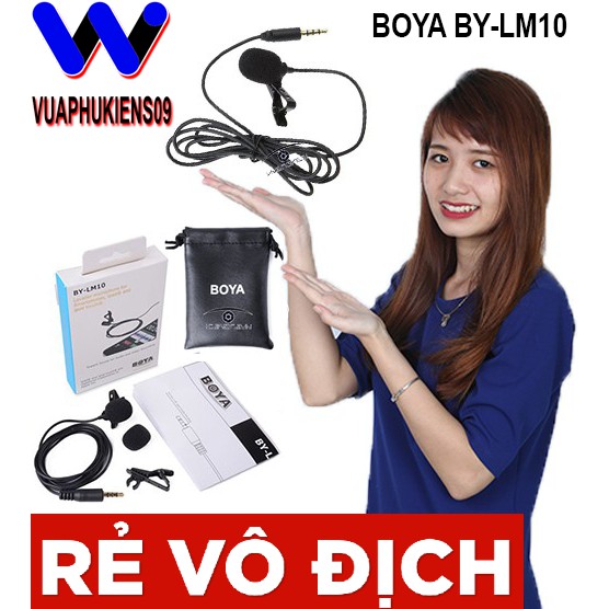 [Mã ELHACE giảm 4% đơn 300K] BOYA BY-LM10 Micro cài áo thu âm cho Điện Thoại, Máy tính bảng