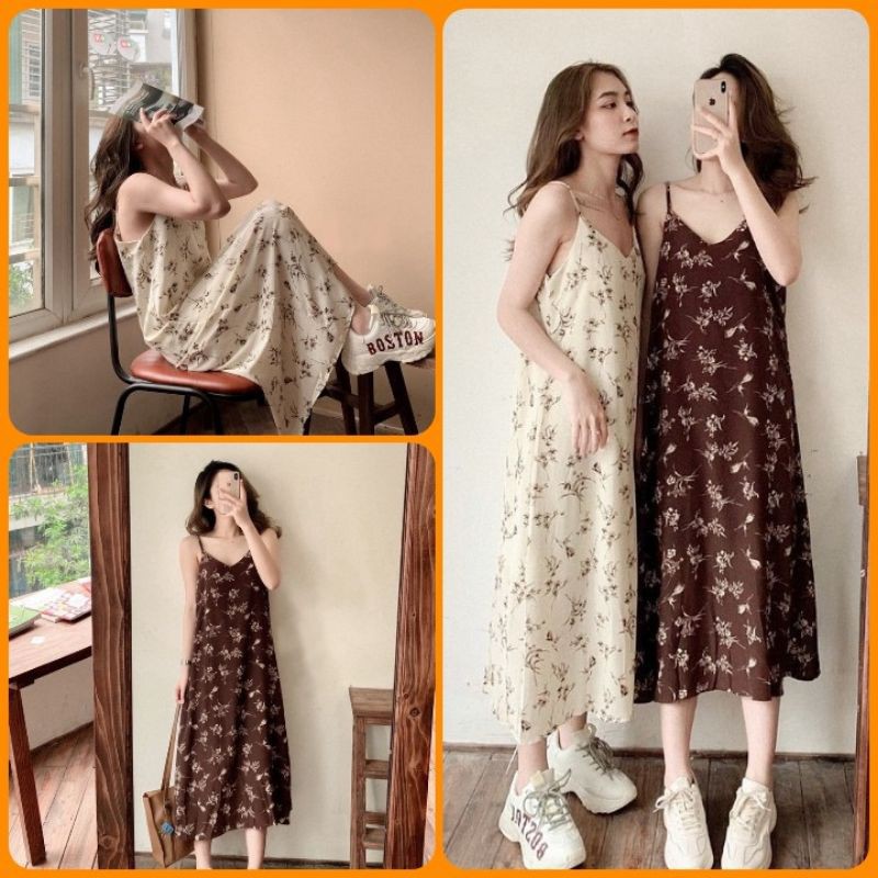- Đầm Dáng Suông Vintage Chất Chiffon V-2D