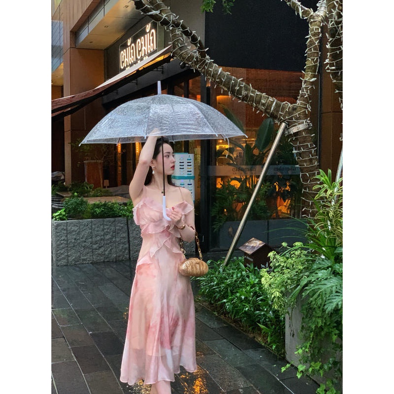 Đầm Hai Dây Màu Trắng Phong Cách Pháp Thời Trang Mùa Hè Mới 2022