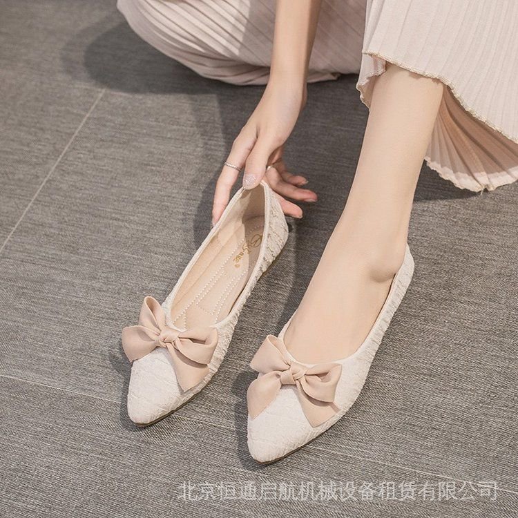 Giày búp bê mũi nhọn đế bằng thời trang xuân thu phong cách Hàn Quốc dành cho nữ