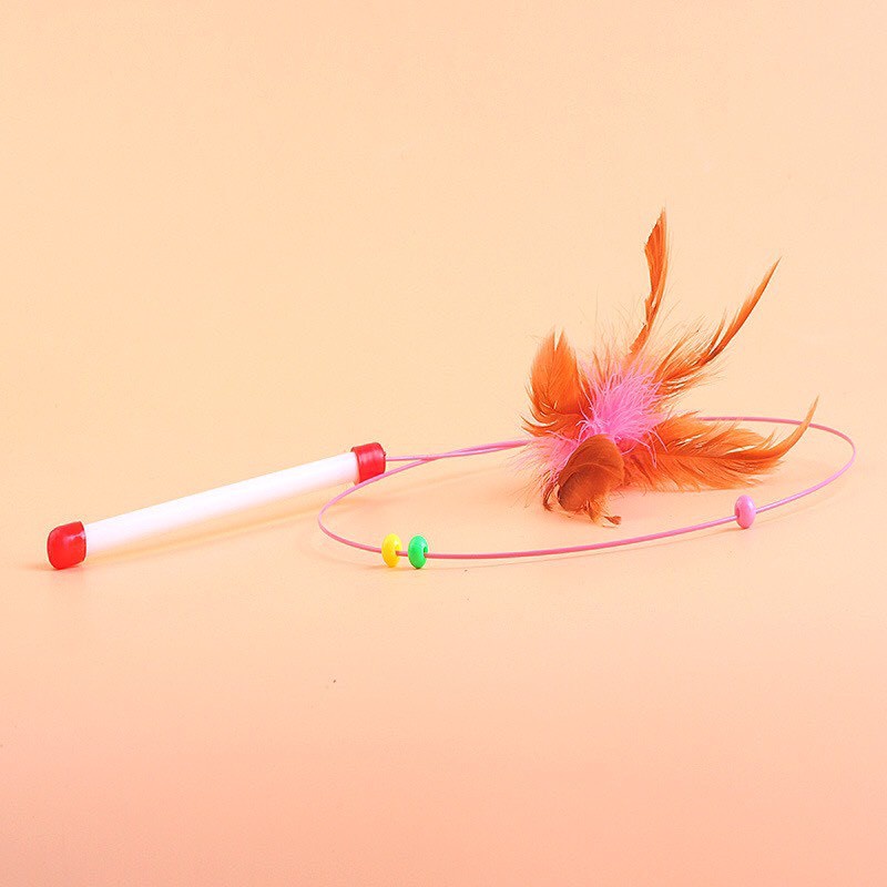 Đồ chơi tương tác giảm stress cho thú cưng, cần câu mèo dây thép kèm chuông